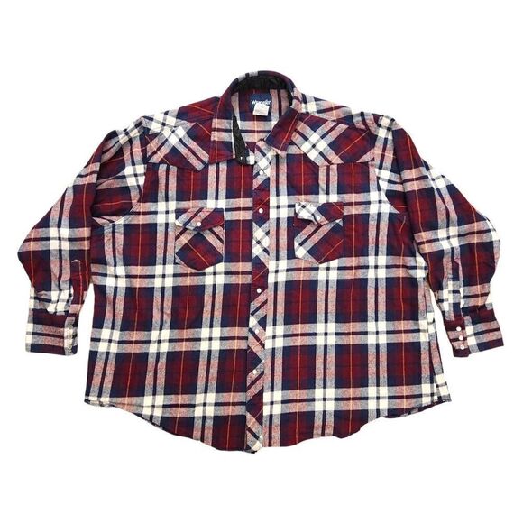 Wrangler Other - Wrangler pearl snap heavyweight double pocket mens 4X BIG plaid shirt